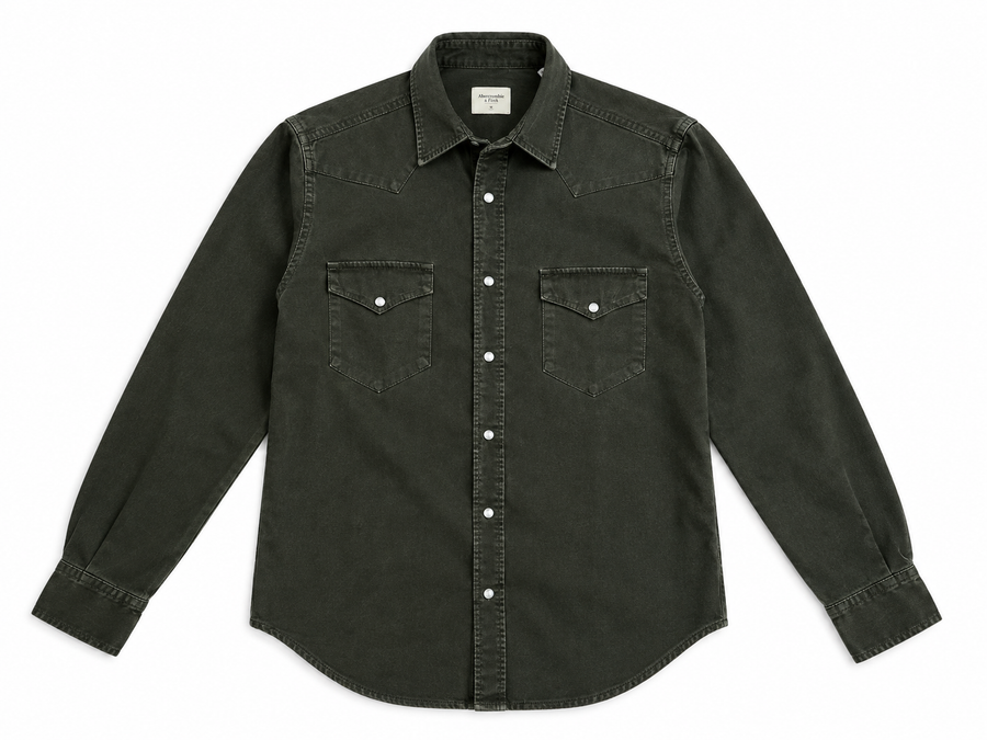 camicia-texana-cotone-verde-davanti