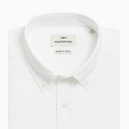 camicia tinta unita in oxford bianca da uomo made in italy