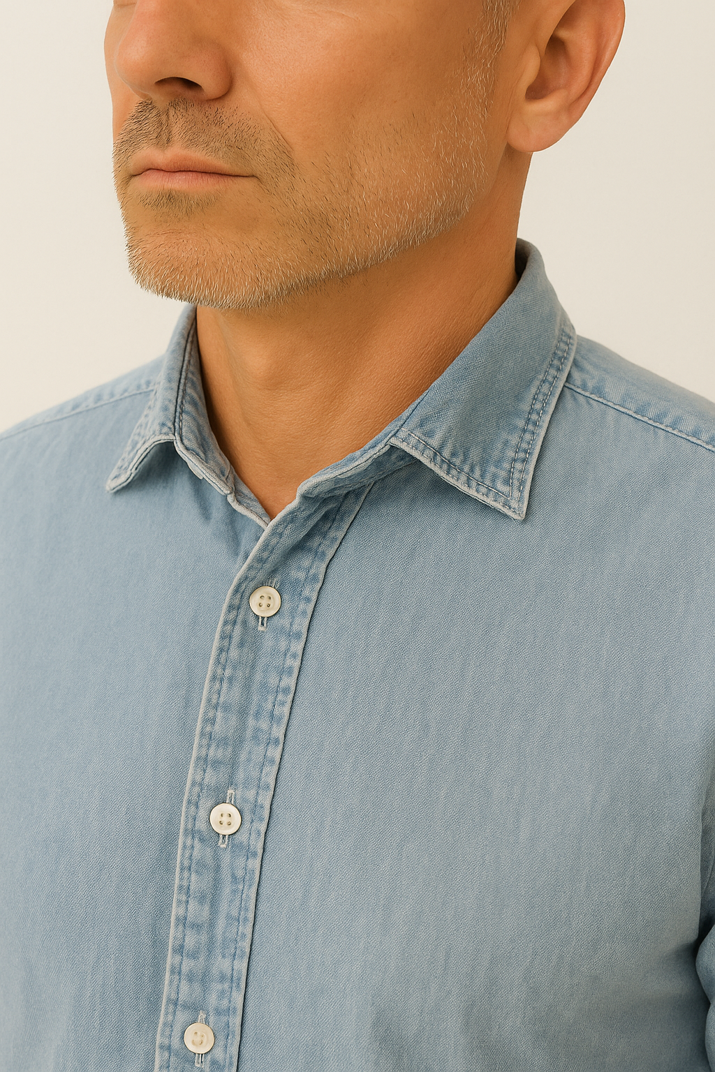 camicia da uomo tinta unita indaco jeans made in italy