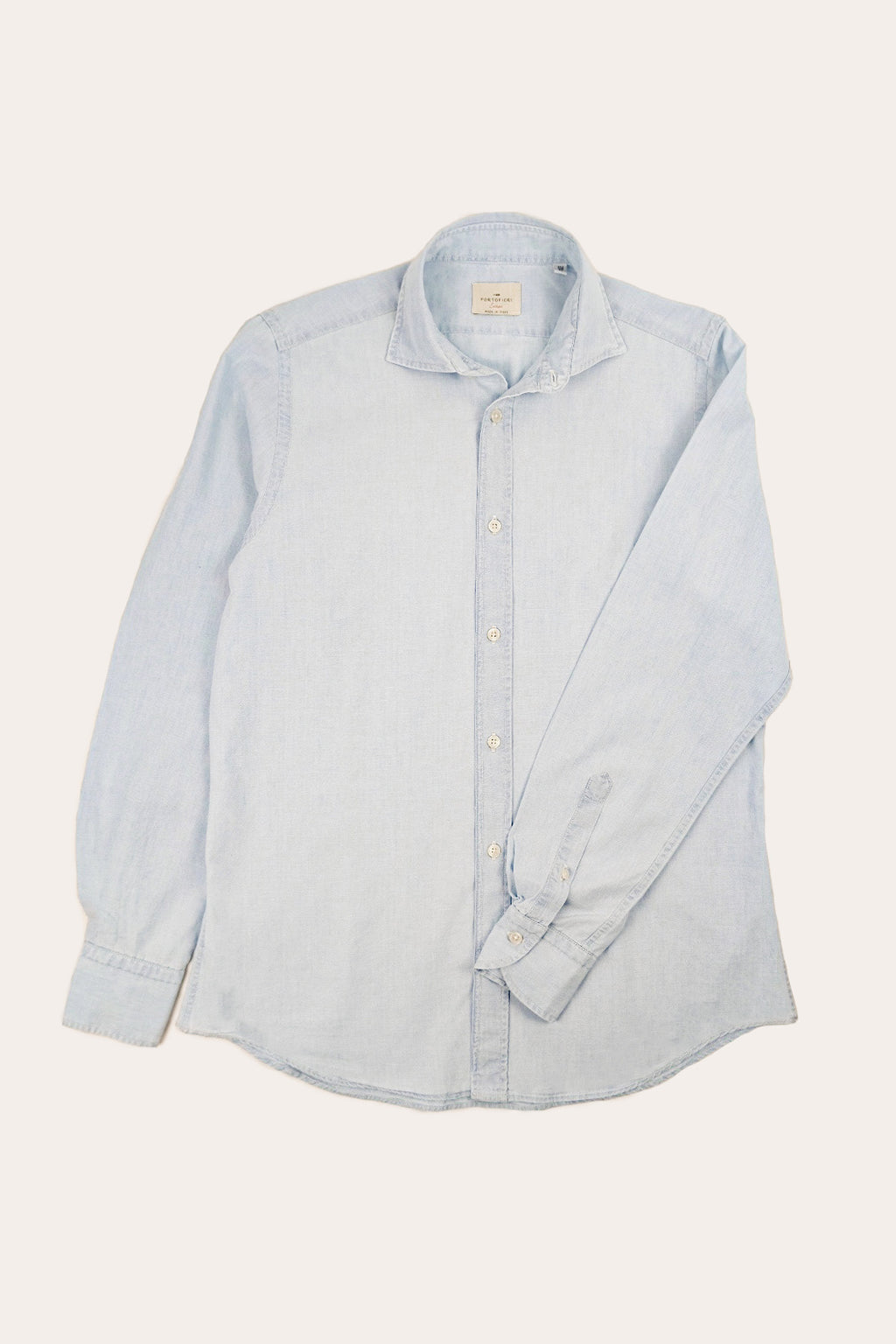 camicia in denim di cotone da uomo made in italy