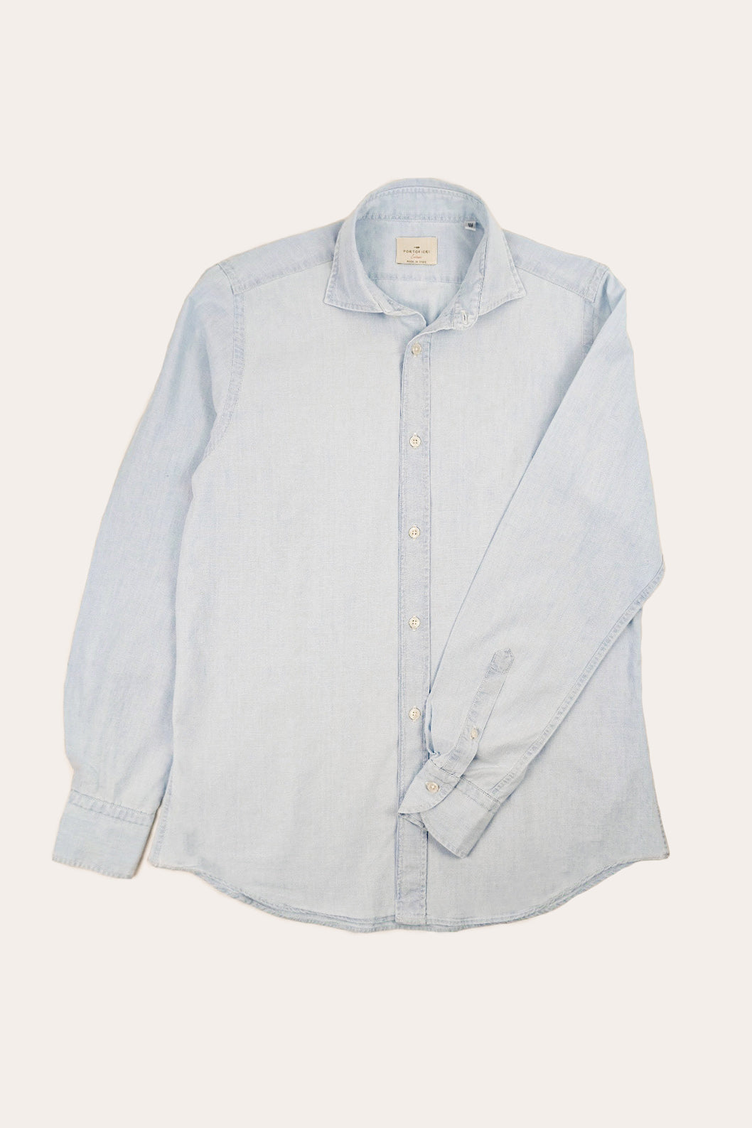 camicia in denim di cotone da uomo made in italy