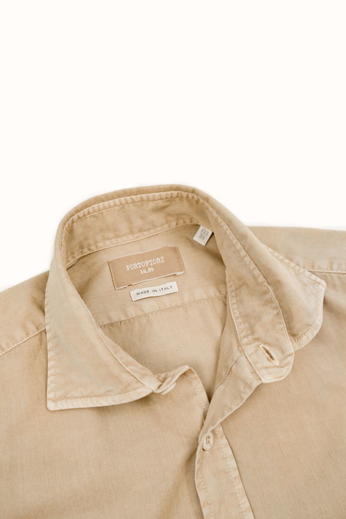camicia da uomo in cotone doppio made in italy beige