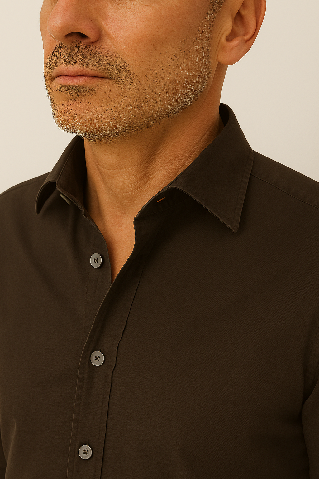 camicia in gabardina di cotone da uomo made in italy