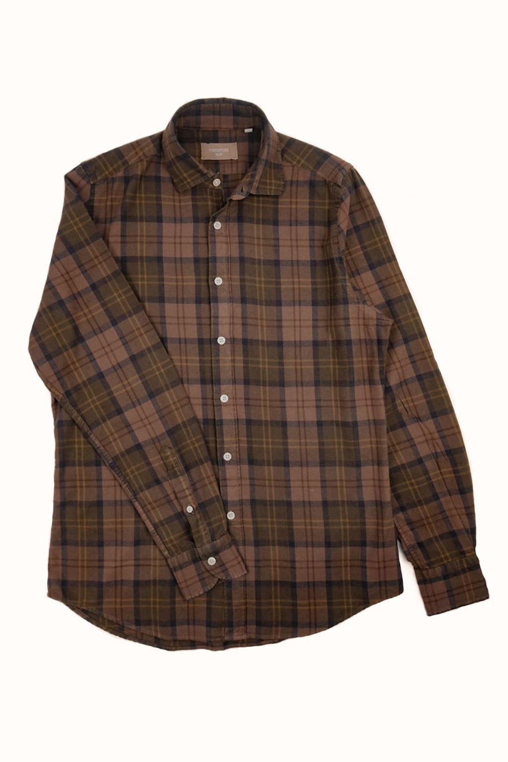 camicia italiana da uomo e da donna in cotone quadro marrone da boscaiolo made in italy