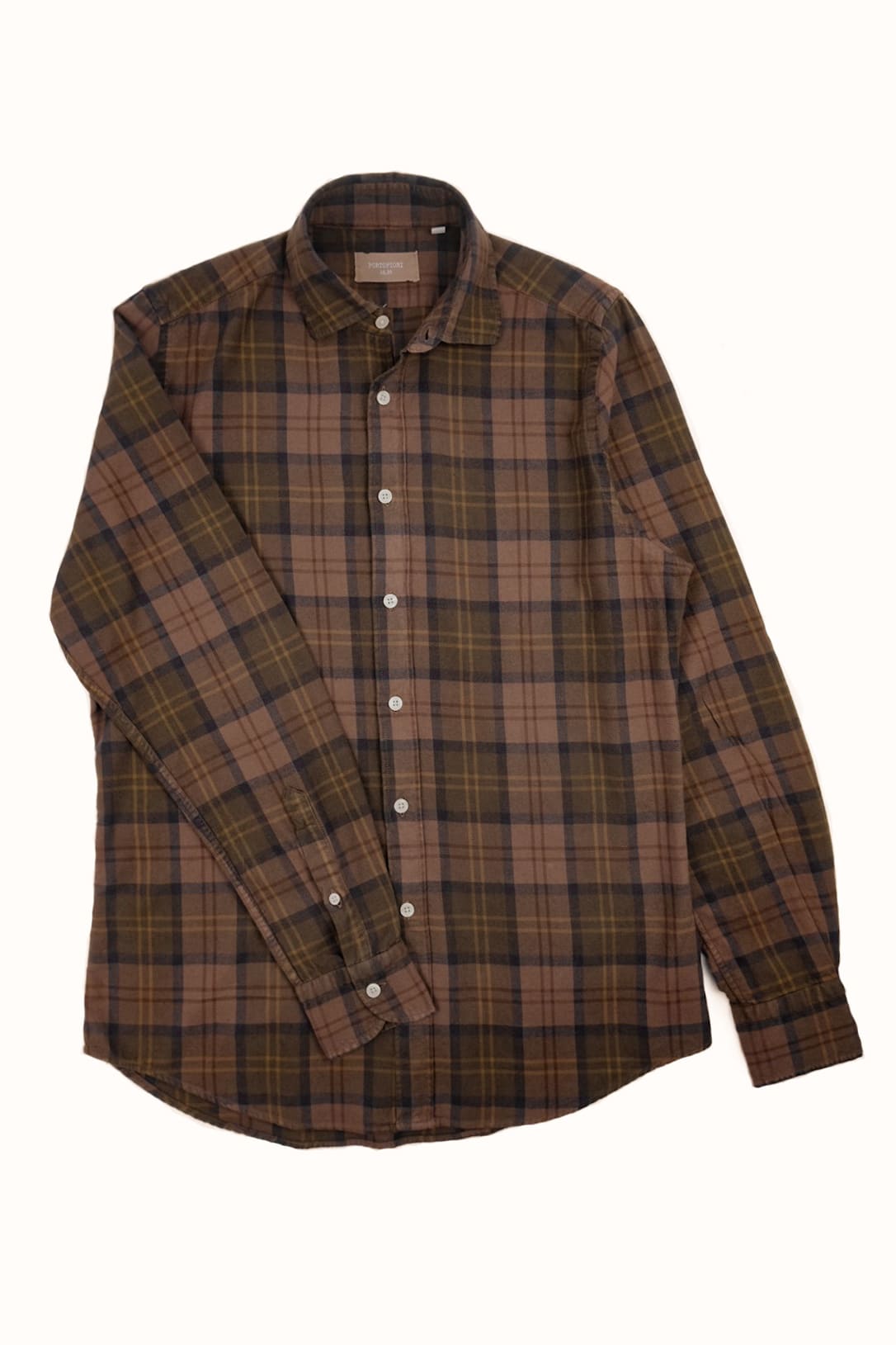 camicia italiana da uomo e da donna in cotone quadro marrone da boscaiolo made in italy