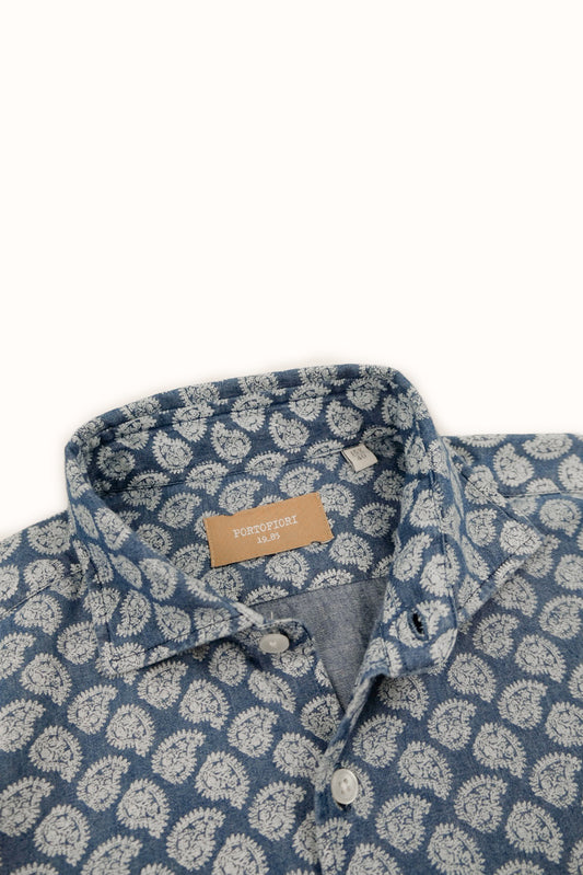 camicia da uomo in denim fantasia made in italy