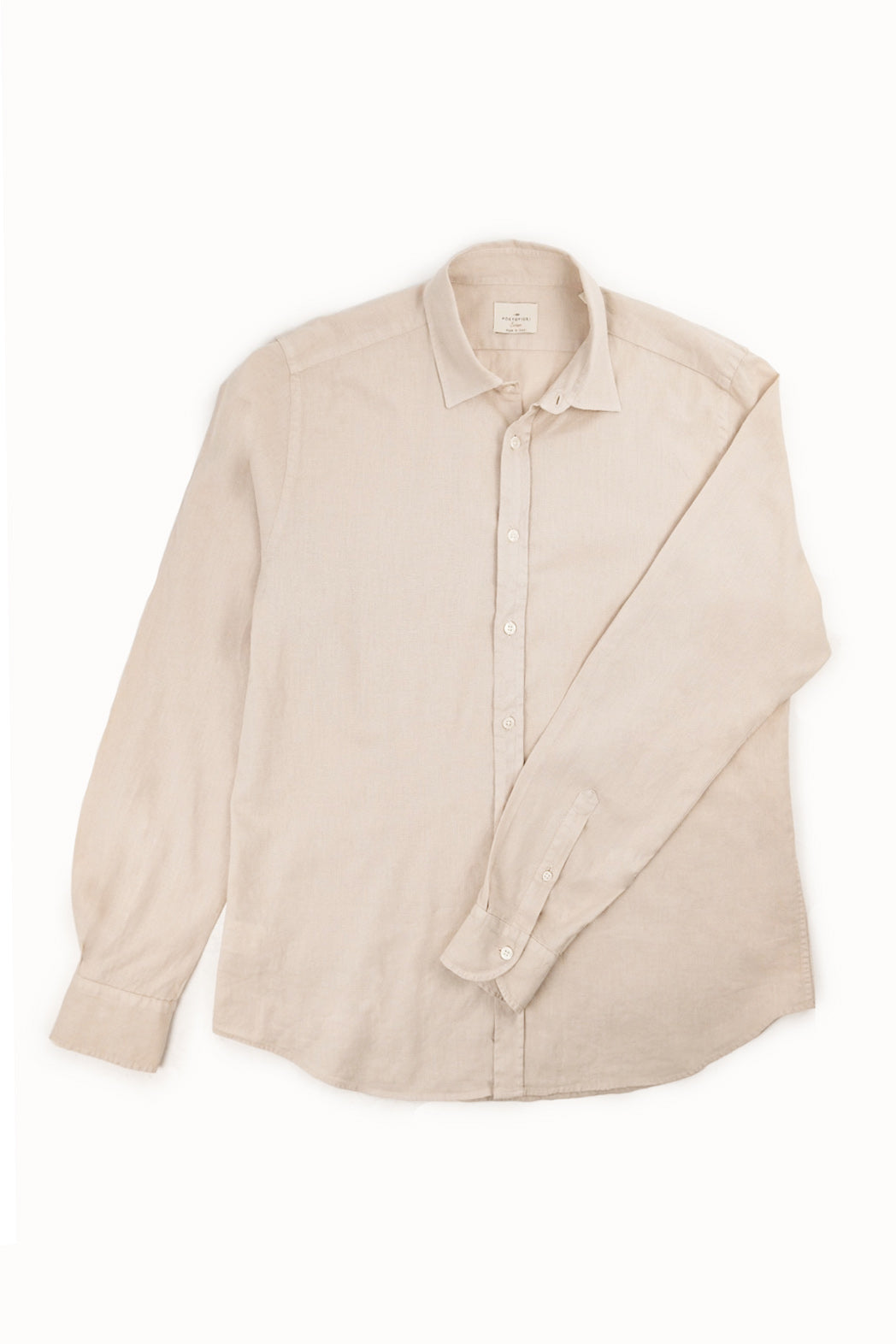 camicia estiva di lino beige da uomo made in italy