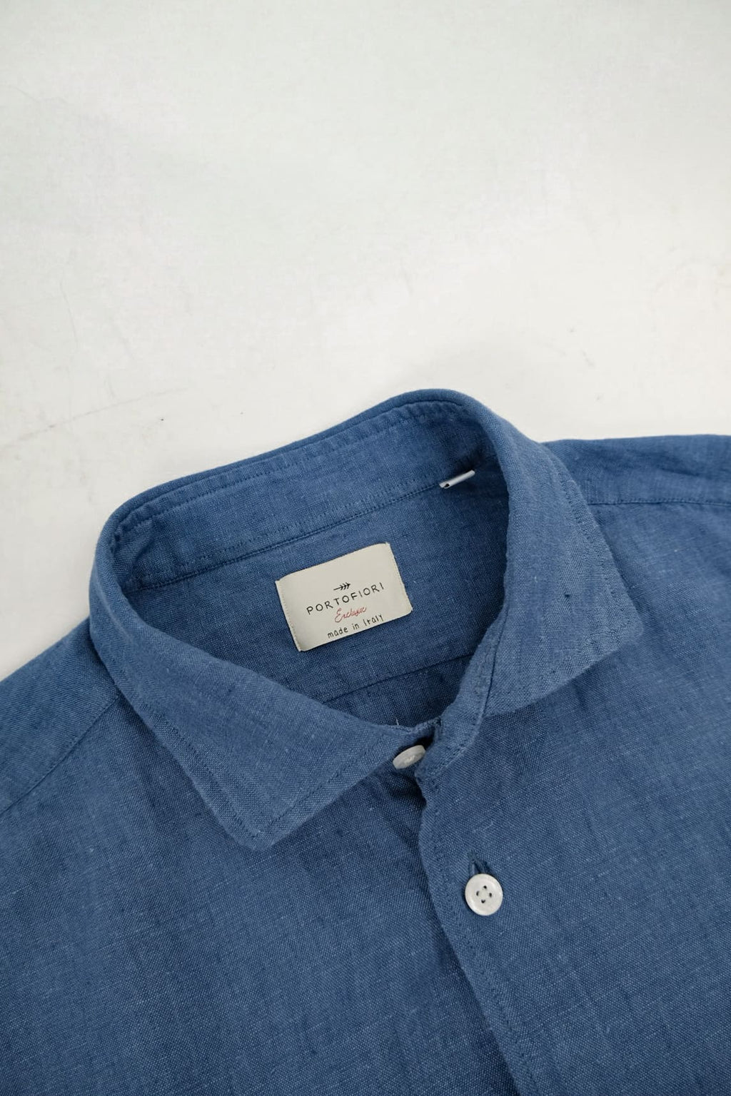 camicia estiva di lino blu da uomo made in italy 