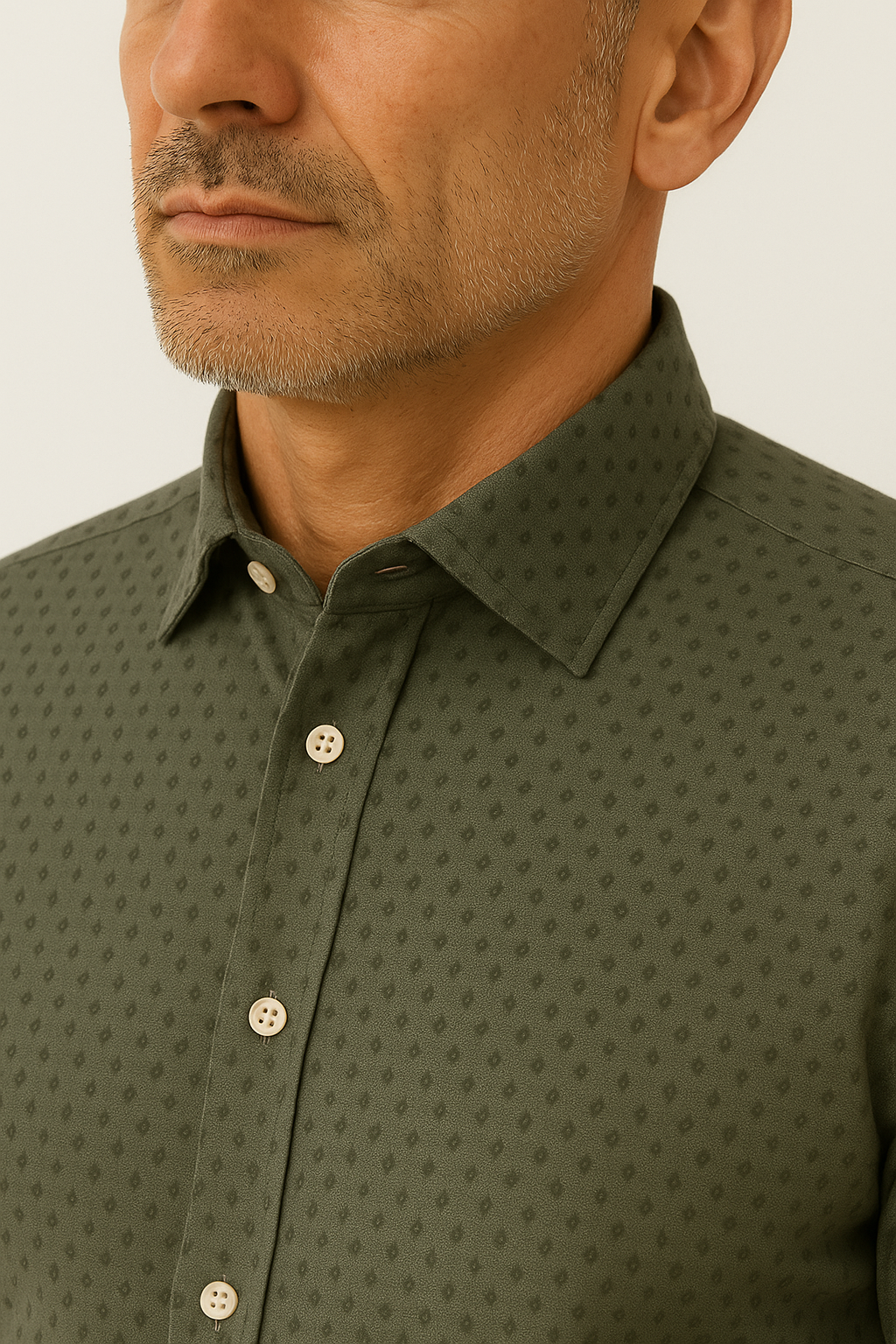 camicaia da uomo collo francese gabardeina verde fantasia