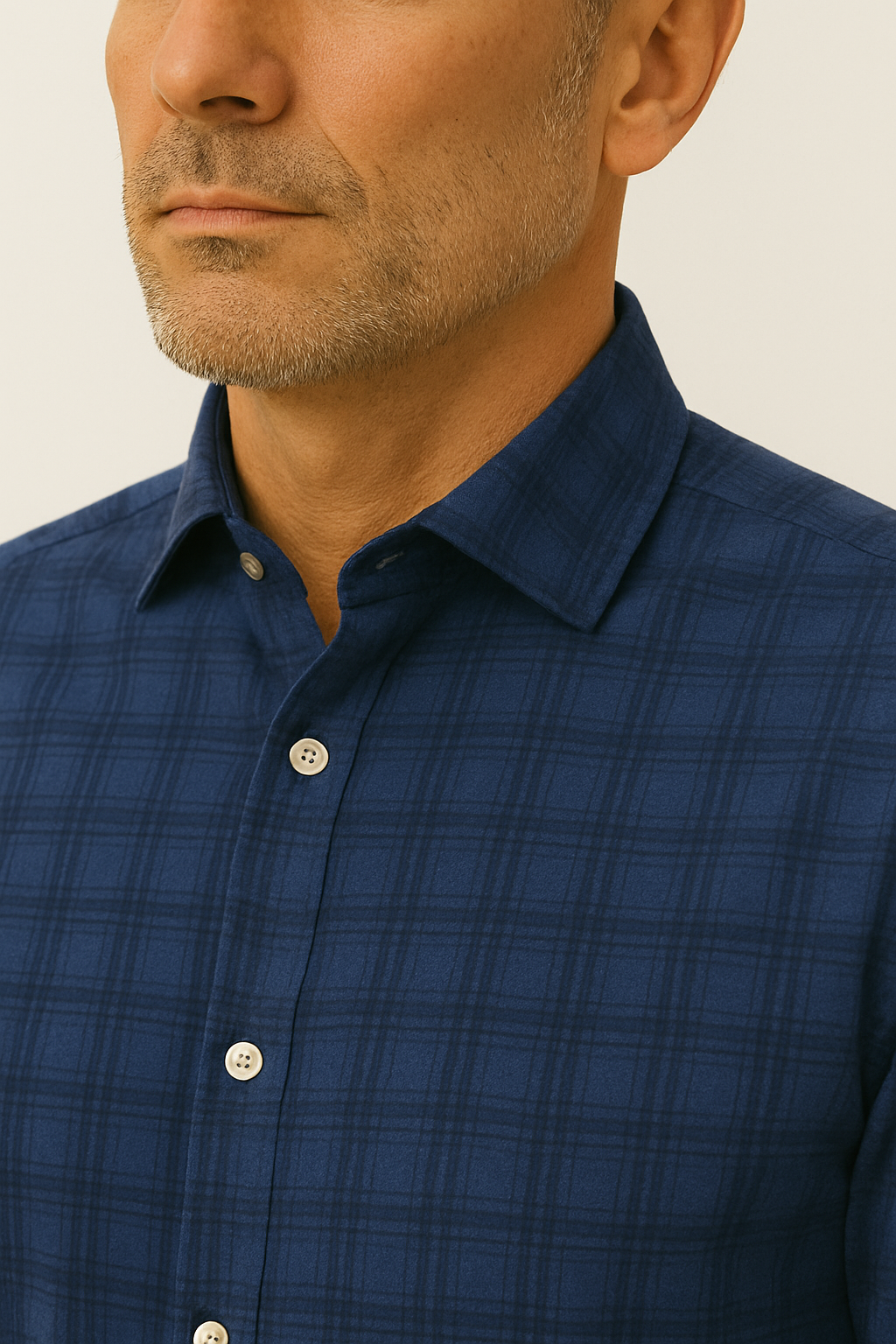 Camicia collo francese popeline fantasia quadro