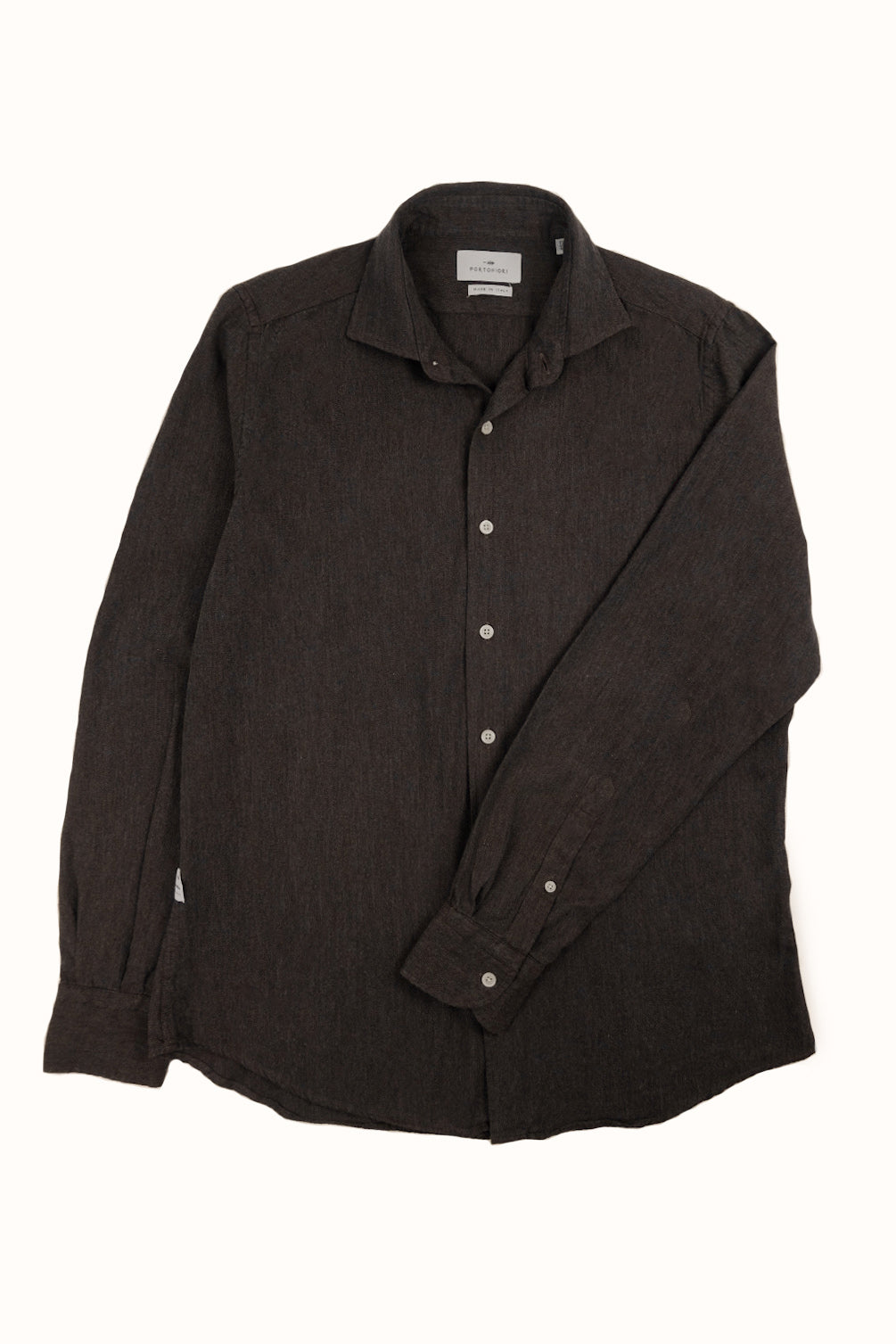 Camicia collo francese Tinta Unita Twill marrone Melange