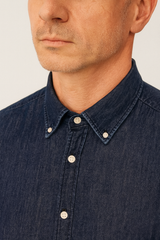 camicia collo botton down uomo made in italy tinta unita jeans