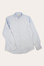 camicia da uomo in oxford di cotone made in italy rigata azzurra
