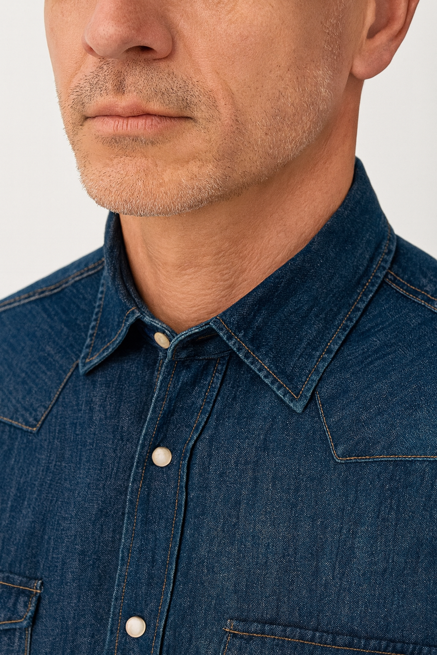 camicia uomo texana made in italy tinta unita blue jeans 
