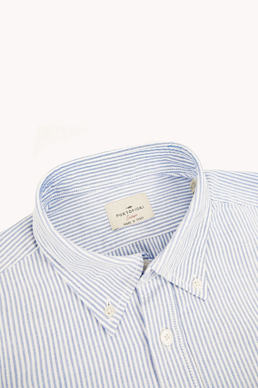 camicia da uomo in oxford di cotone made in italy rigata azzurra 