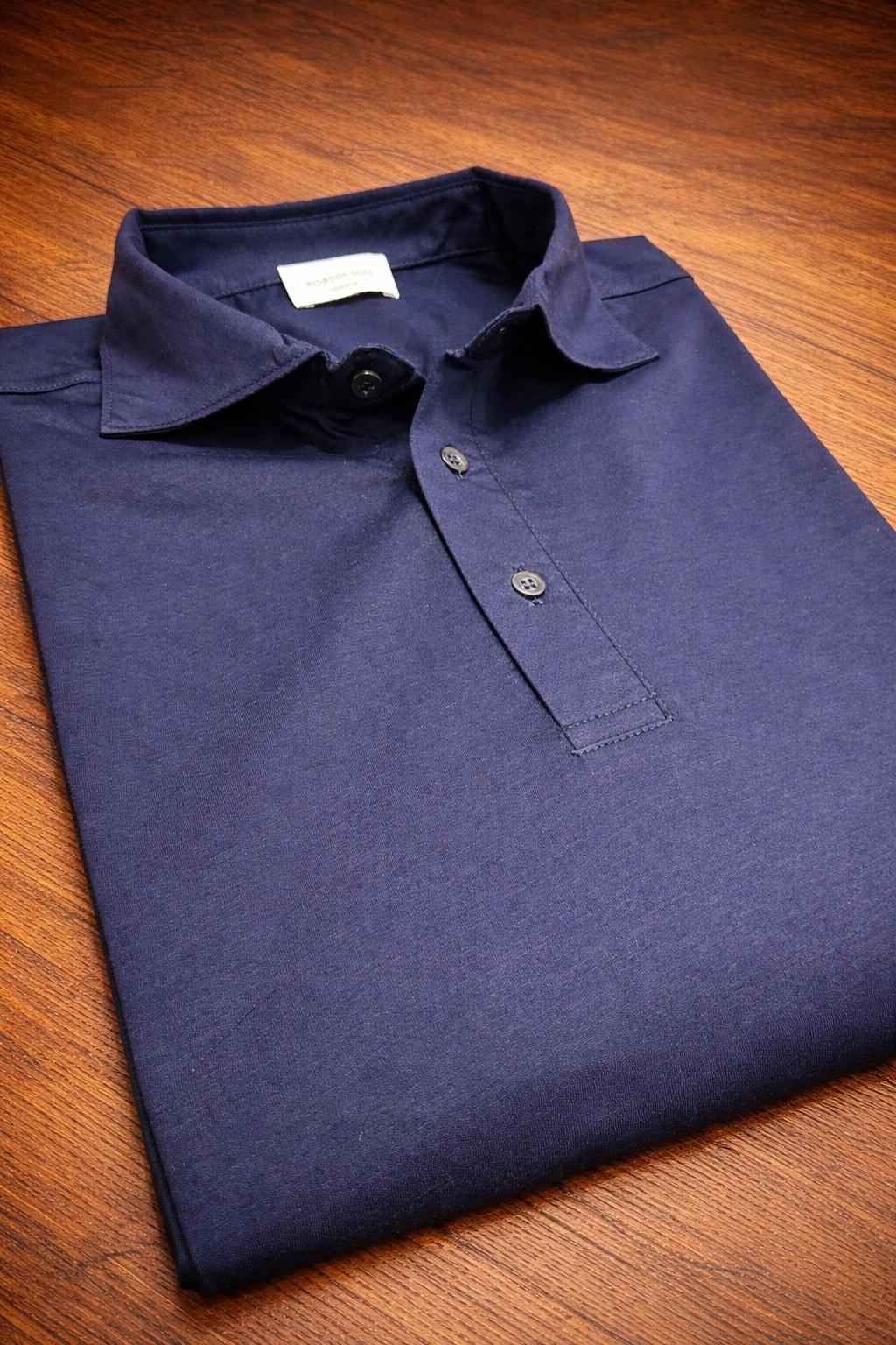 Polo in cotone supima manica lunga blu
