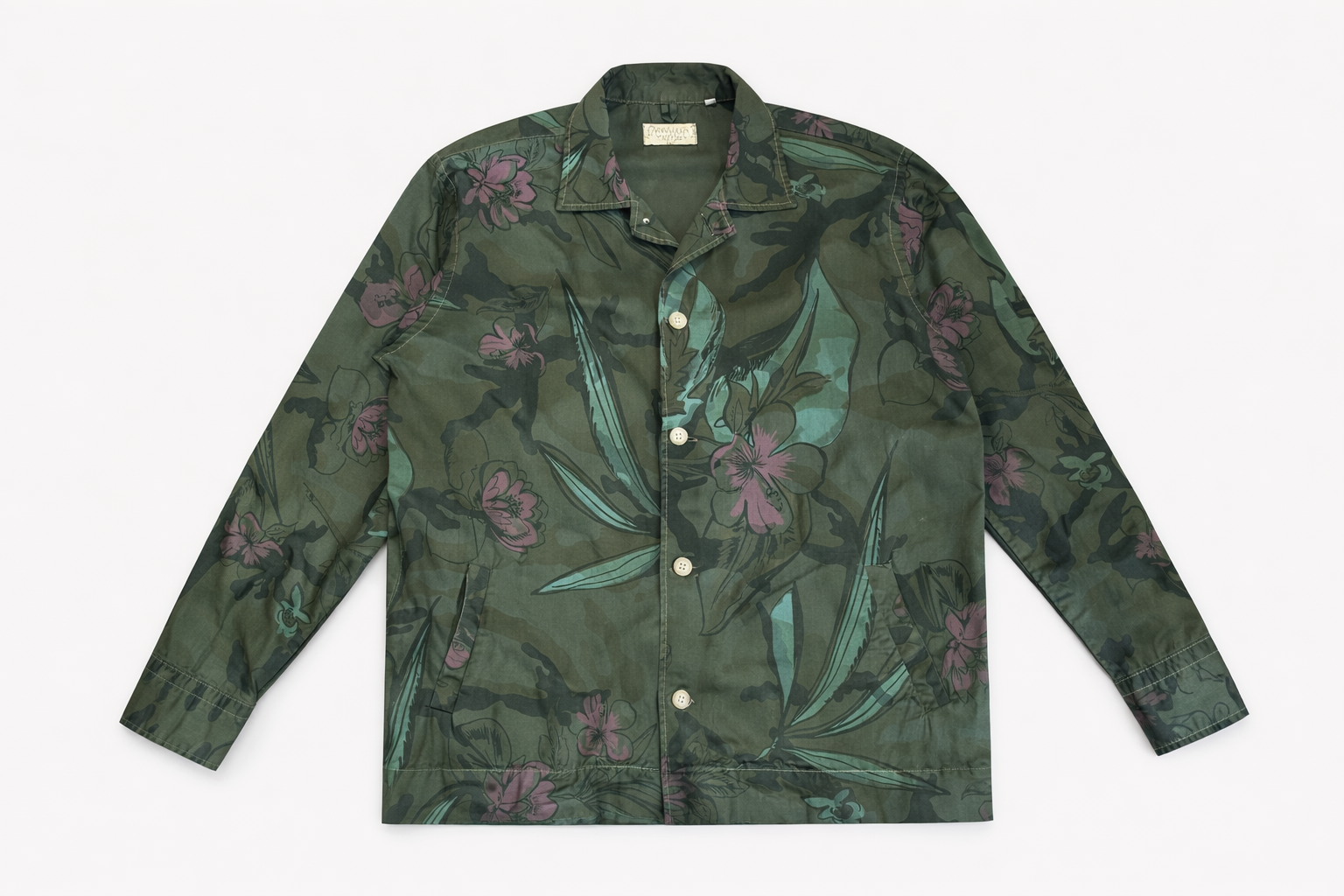 giacca-tela-di-cotone-verde-fiori-uomo-made-in-italy-davanti
