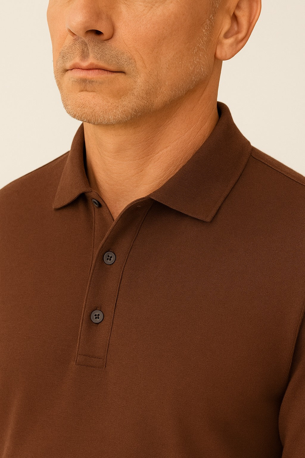 maglia polo in cotone supina marrone made in italy collo italiano
