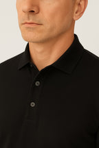 maglia polo in cotone supina nera made in italy da uomo portofiori