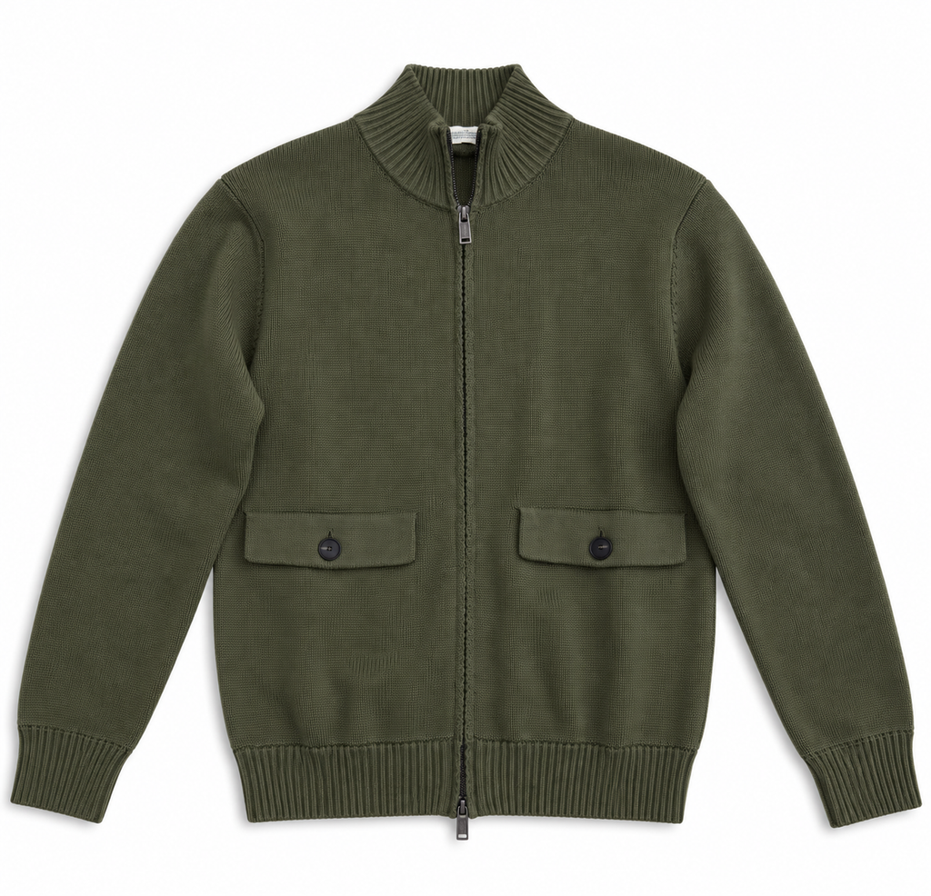maglione-bomber-uomo-lana-cotone-verde-davanti