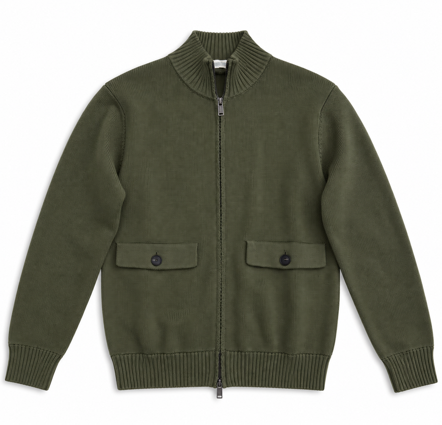 maglione-bomber-uomo-lana-cotone-verde-davanti