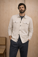 maglione camicia in lana da uomo made in italy