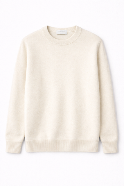 Girocollo in lana e cashmere panna