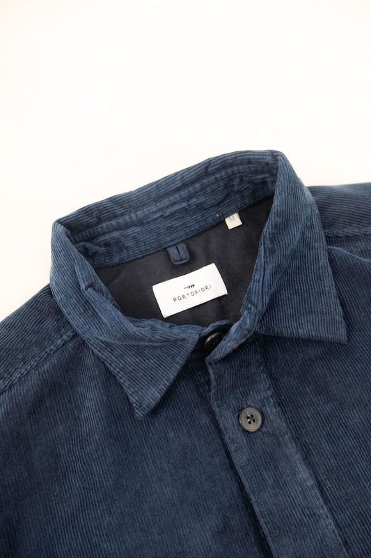 Overshirt in velluto a costine millerighe blu