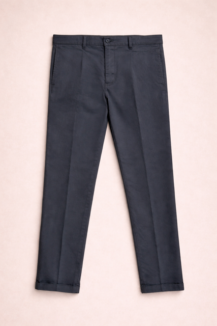 Pantalone cimosato in cotone drill grigio