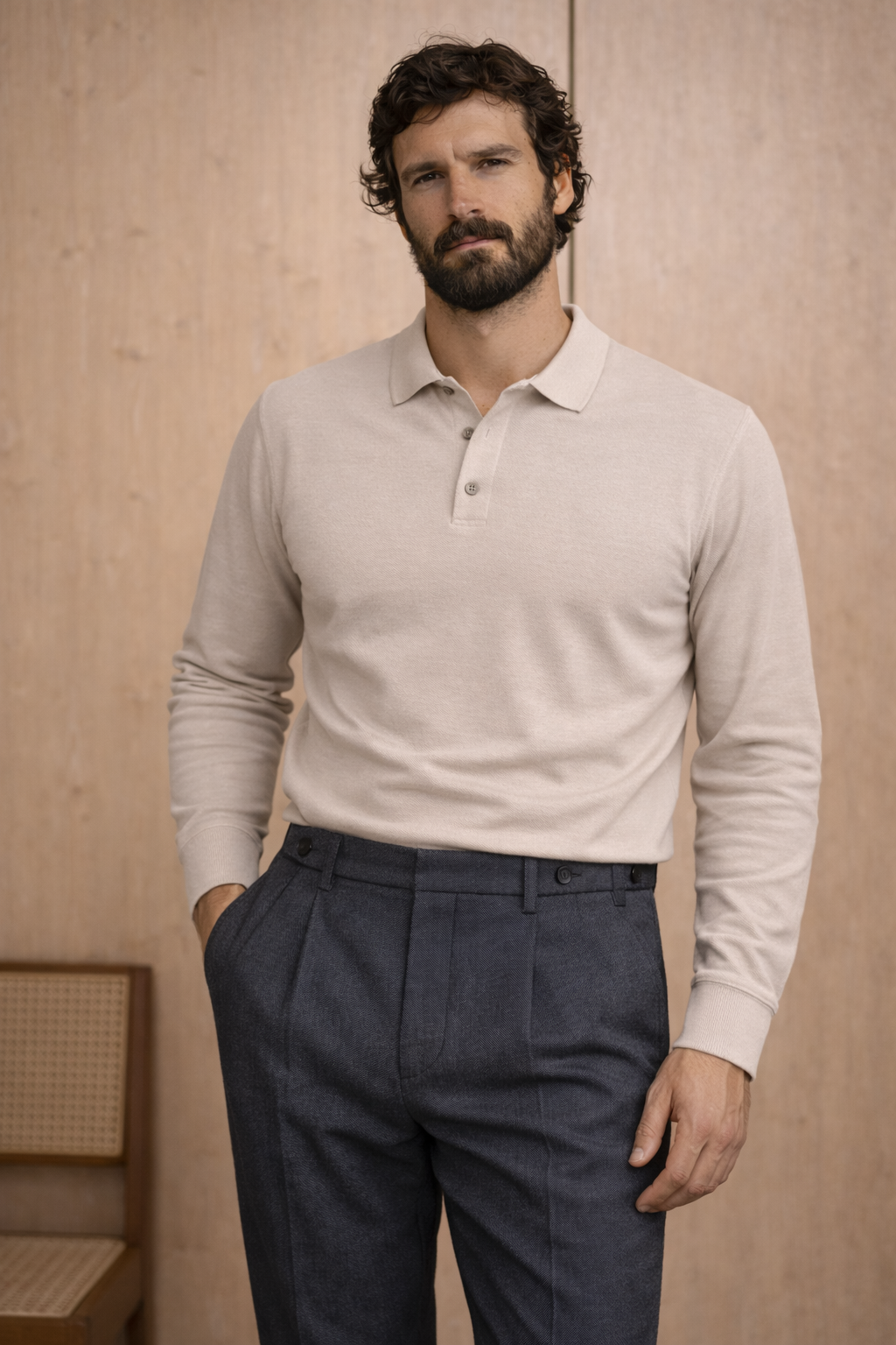 polo-cotone-beige-uomo-made-in-italy