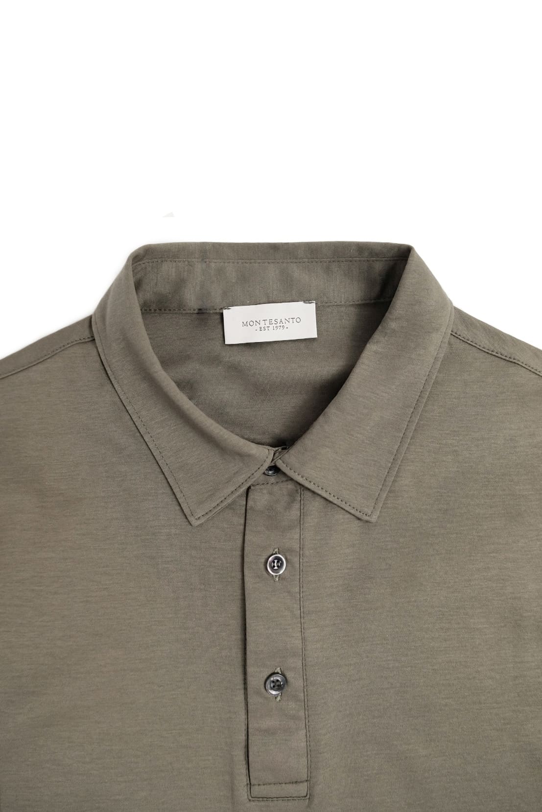 polo a tre bottoni di cotone in maglia da uomo made in italy verde militare
