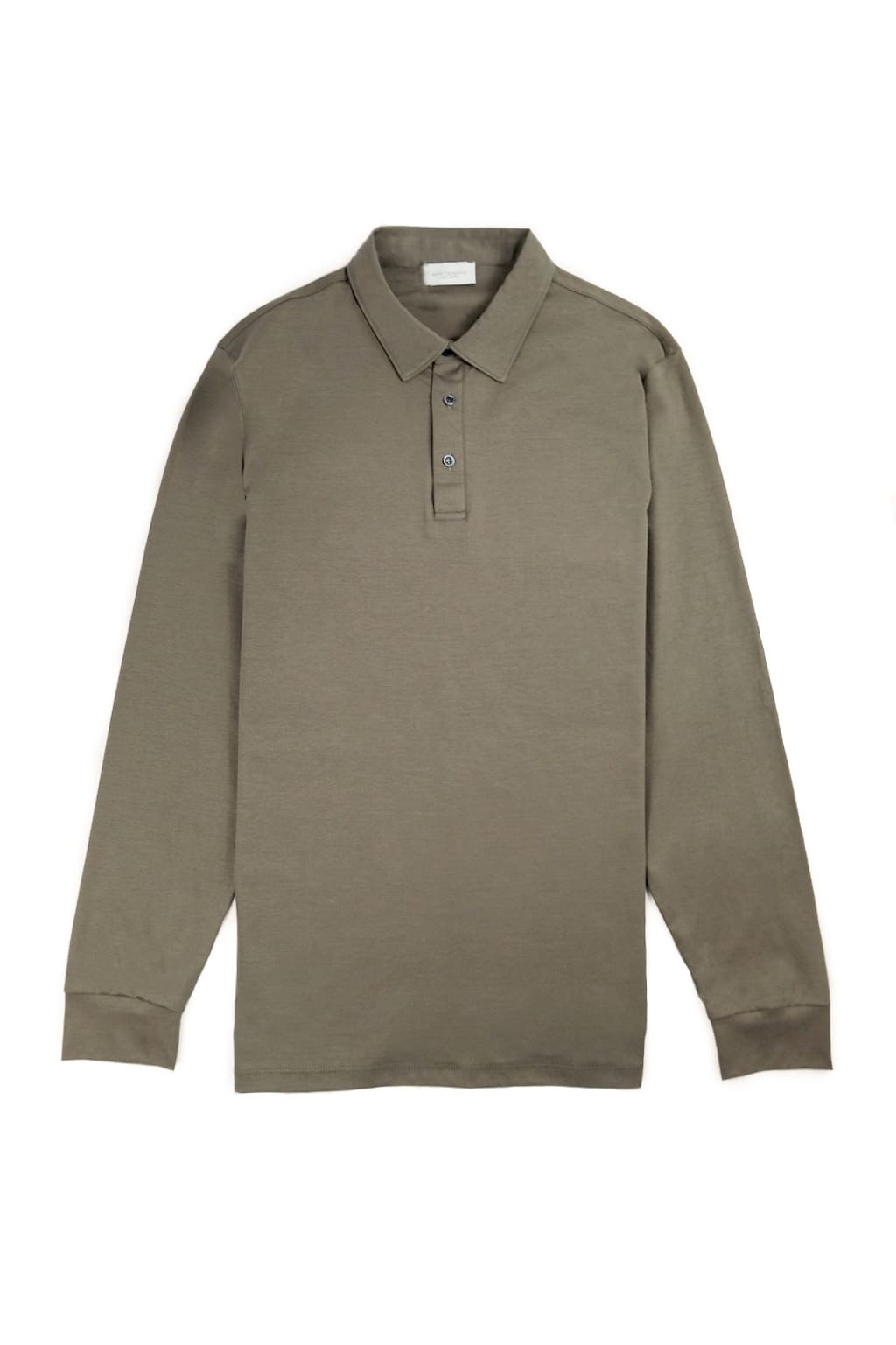 polo a tre bottoni di cotone in maglia da uomo made in italy verde militare