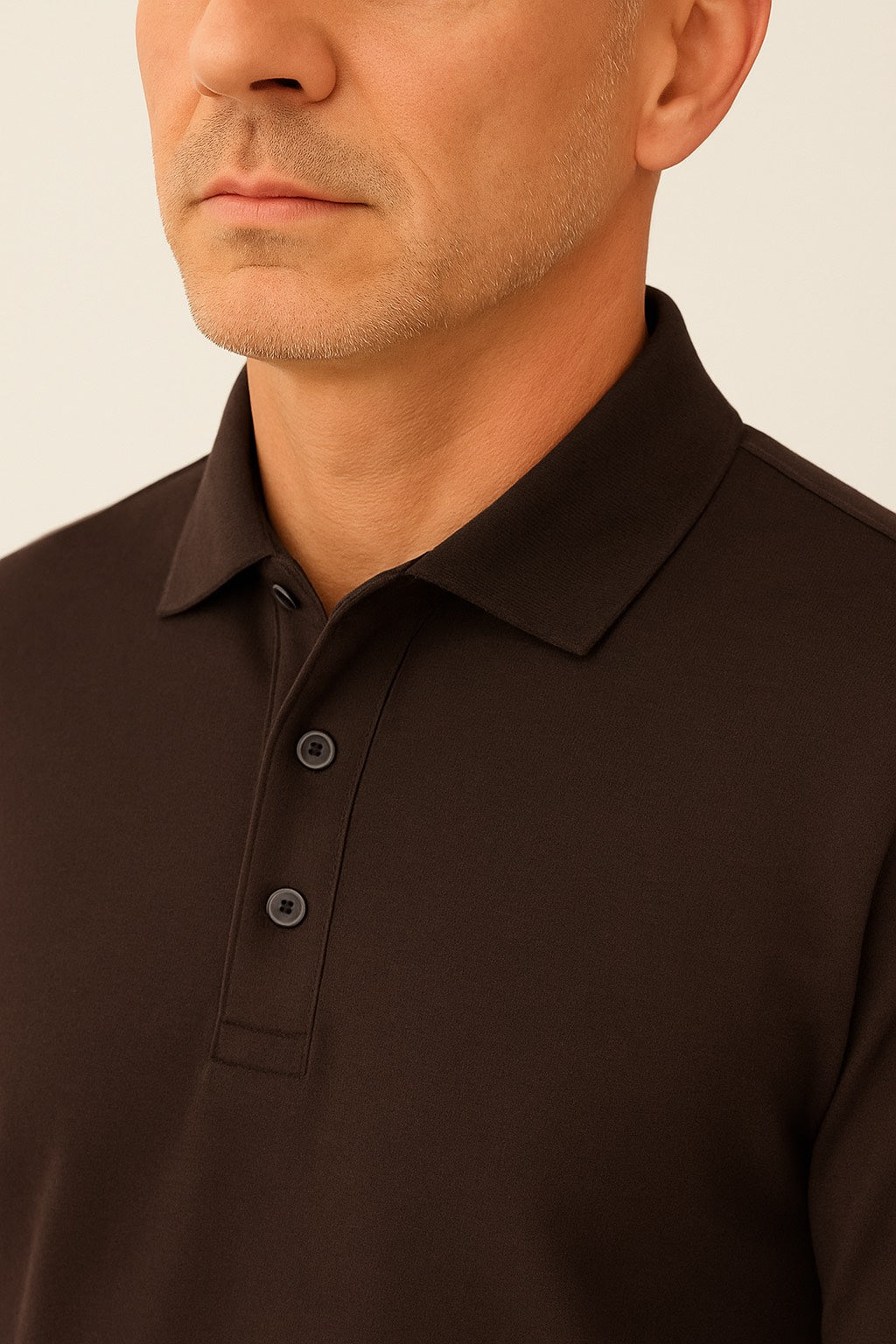 polo maglia in cotone marrone made in italy da uomo collo italiano
