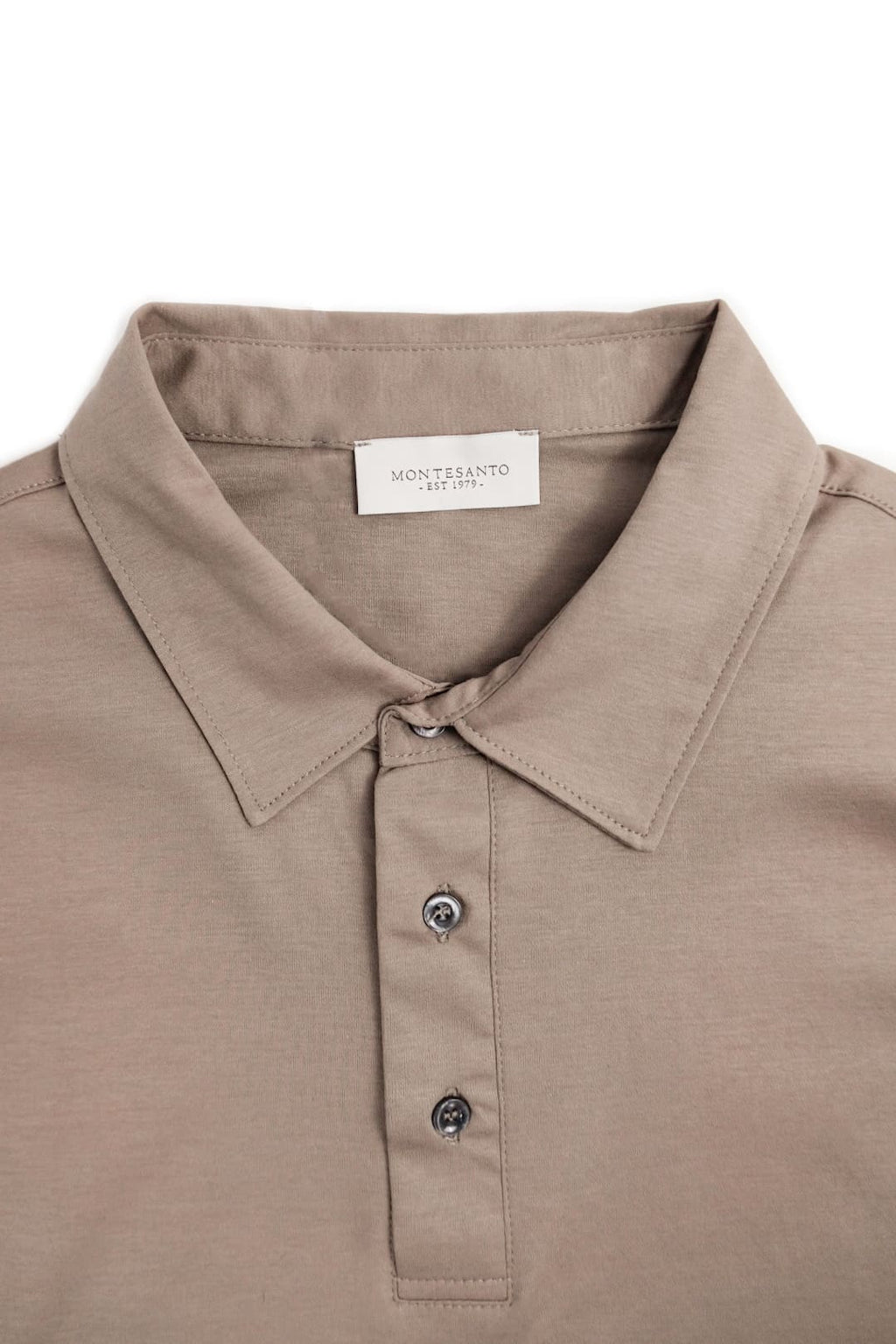 polo a tre bottoni di cotone in maglia da uomo made in italy beige