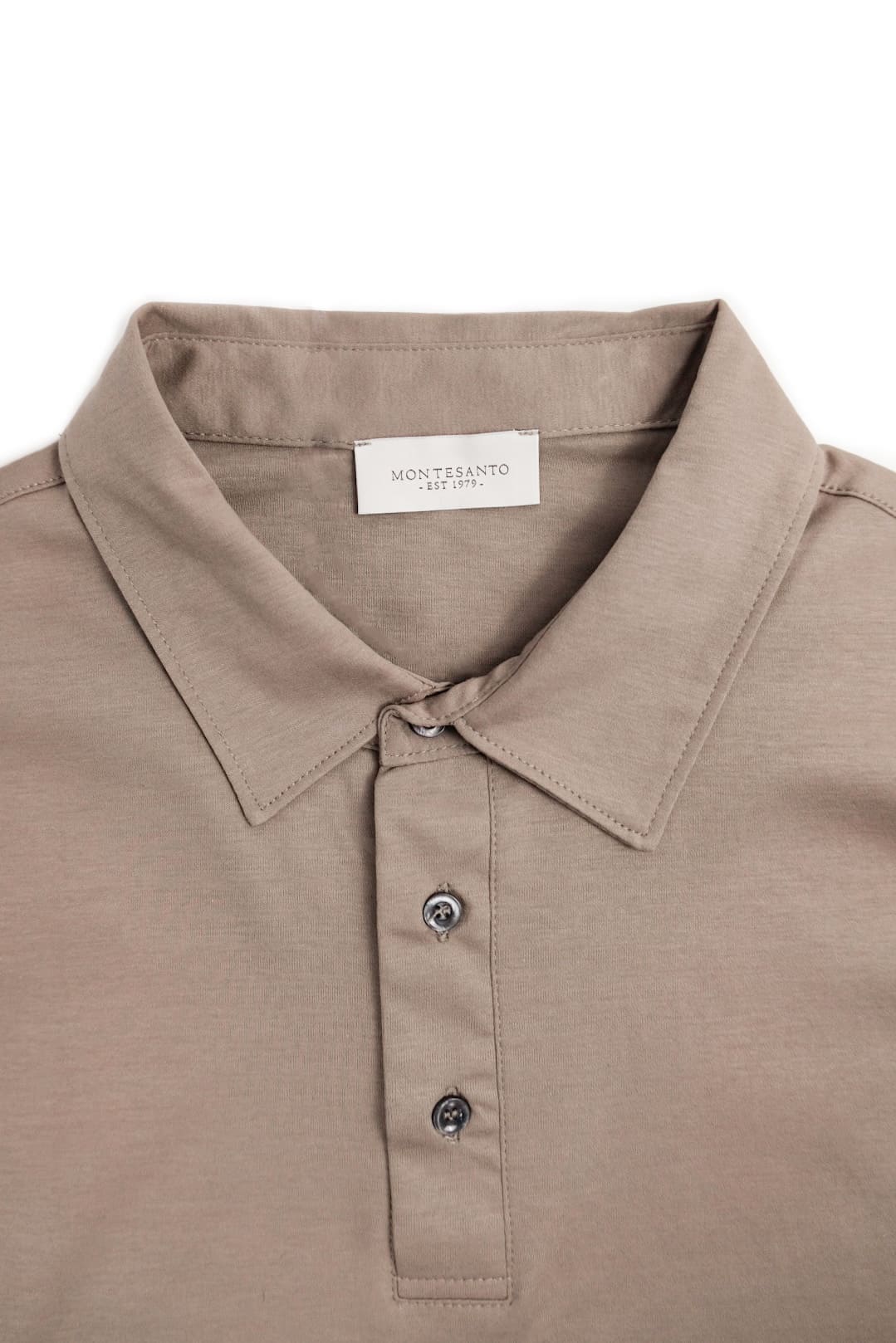 polo a tre bottoni di cotone in maglia da uomo made in italy beige