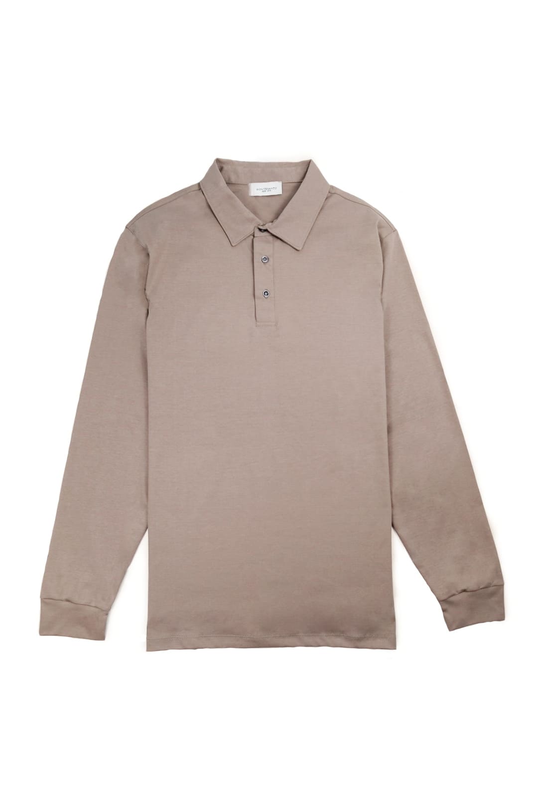 polo a tre bottoni di cotone in maglia da uomo made in italy beige