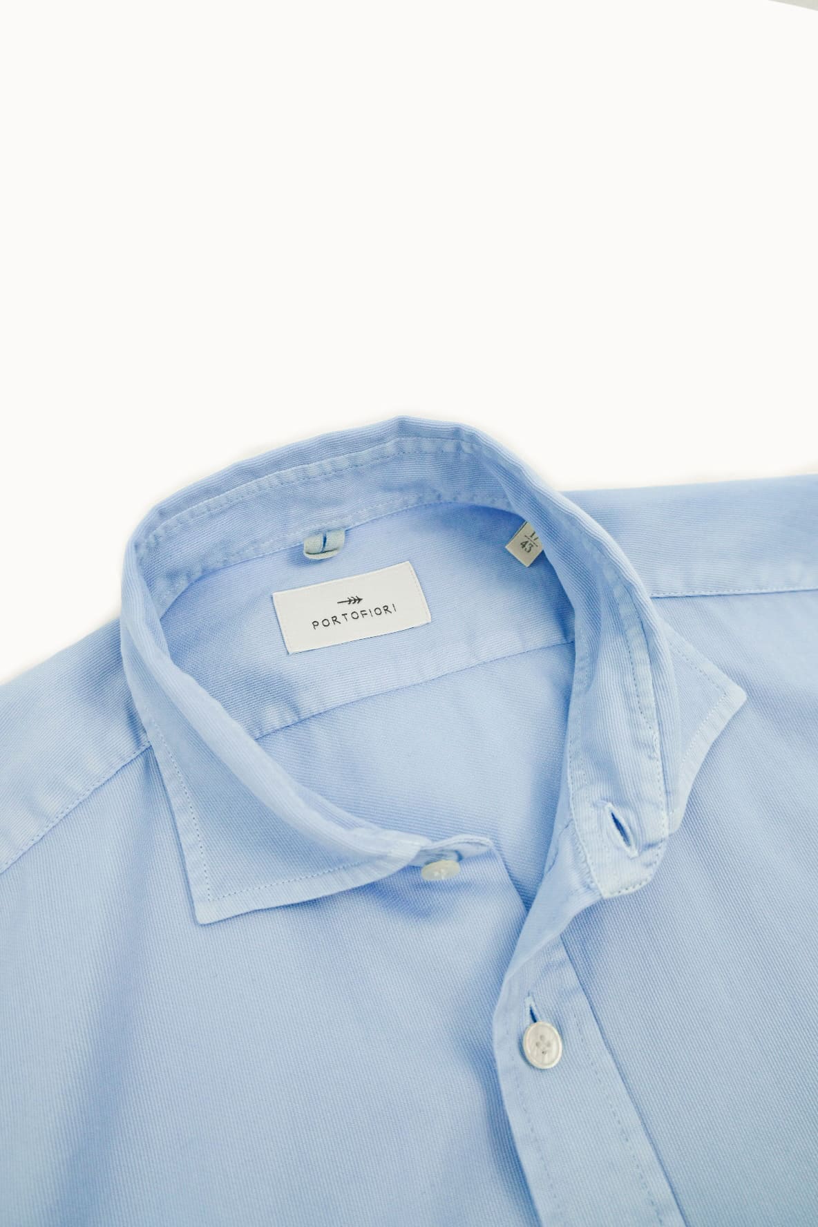 camicia italiana portofiori in cotone operato azzurro made in italy