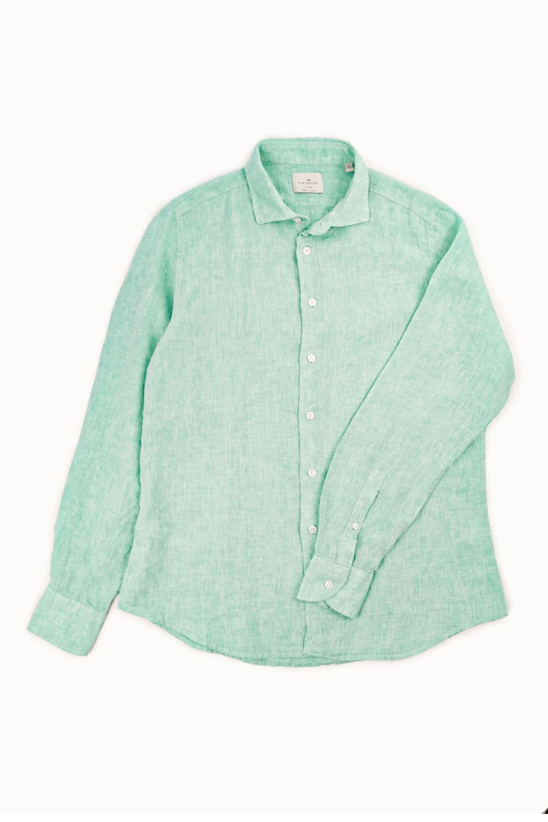 camicia estiva di lino verde acqua da uomo made in italy