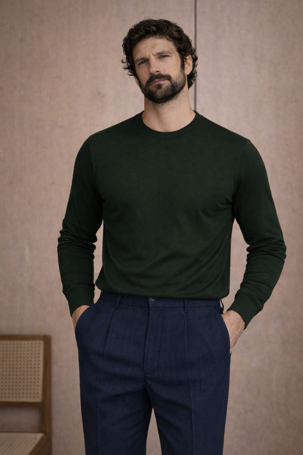 t-shirt-cotone-verde-uomo-made-in-italy-indossato